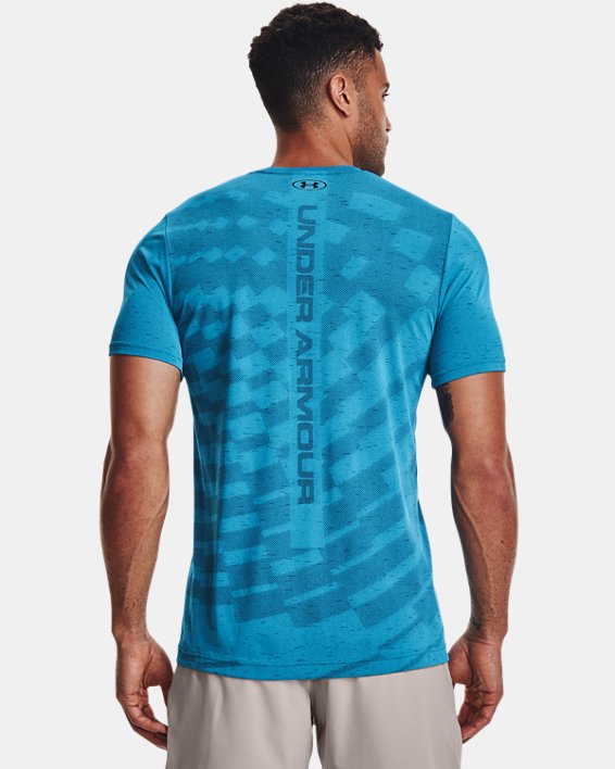Men's UA Seamless Radial Short Sleeve in Blue image number 1